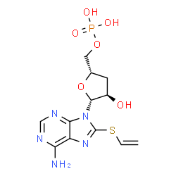 ChemSpider 2D Image | 3'-Deoxy-8-(vinylsulfanyl)adenosine 5'-(dihydrogen phosphate) | C12H16N5O6PS