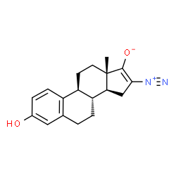 ChemSpider 2D Image | 16-Diazonio-3-hydroxyestra-1,3,5(10),16-tetraen-17-olate | C18H20N2O2