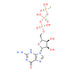 ChemSpider 2D Image | 5'-O-[{[{[Fluoro(hydroxy)phosphoryl]oxy}(hydroxy)phosphoryl]oxy}(hydroxy)phosphoryl]guanosine | C10H15FN5O13P3