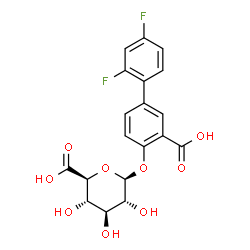 ChemSpider 2D Image | 3-Carboxy-2',4'-difluoro-4-biphenylyl beta-D-glucopyranosiduronic acid | C19H16F2O9