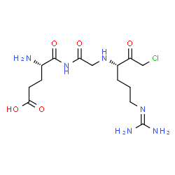 ChemSpider 2D Image | N-[({(3S)-1-Chloro-6-[(diaminomethylene)amino]-2-oxo-3-hexanyl}amino)acetyl]-L-alpha-glutamine | C14H25ClN6O5