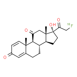 ChemSpider 2D Image | 21-(~18~F)Fluoro-17-hydroxypregna-1,4-diene-3,11,20-trione | C21H25FO4