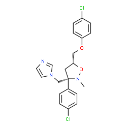 ChemSpider 2D Image | (3R,5R)-5-[(4-Chlorophenoxy)methyl]-3-(4-chlorophenyl)-3-(1H-imidazol-1-ylmethyl)-2-methyl-1,2-oxazolidine | C21H21Cl2N3O2