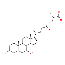 ChemSpider 2D Image | 3-{[(3alpha,5beta,7alpha,8xi,9xi,14xi)-3,7-Dihydroxy-24-oxocholan-24-yl]amino}-2-fluoropropanoic acid | C27H44FNO5