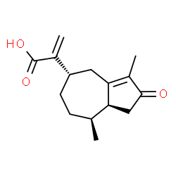 ChemSpider 2D Image | 2-[(5S,8S,8aS)-3,8-Dimethyl-2-oxo-1,2,4,5,6,7,8,8a-octahydro-5-azulenyl]acrylic acid | C15H20O3