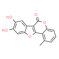 ChemSpider 2D Image | 8,9-Dihydroxy-1-methyl-6H-[1]benzofuro[3,2-c]chromen-6-one | C16H10O5