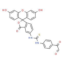 ChemSpider 2D Image | 1-(3',6'-Dihydroxy-3-oxo-3H-spiro[2-benzofuran-1,9'-xanthen]-5-yl)-3-[4-(oxoacetyl)phenyl]thiourea | C29H18N2O7S