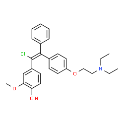 ChemSpider 2D Image | 4-[(E)-1-Chloro-2-{4-[2-(diethylamino)ethoxy]phenyl}-2-phenylvinyl]-2-methoxyphenol | C27H30ClNO3