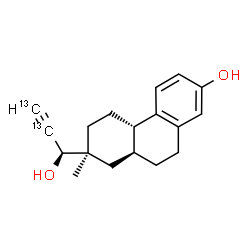 ChemSpider 2D Image | (4bS,7S,8aS)-7-[(1R)-1-Hydroxy(2,3-~13~C_2_)-2-propyn-1-yl]-7-methyl-4b,5,6,7,8,8a,9,10-octahydro-2-phenanthrenol | C18H22O2