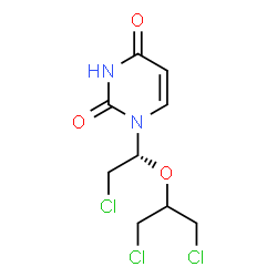 ChemSpider 2D Image | 1-{(1R)-2-Chloro-1-[(1,3-dichloro-2-propanyl)oxy]ethyl}-2,4(1H,3H)-pyrimidinedione | C9H11Cl3N2O3