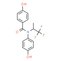 ChemSpider 2D Image | 4-Hydroxy-N-(4-hydroxyphenyl)-N-(1,1,1-trifluoro-2-propanyl)benzamide | C16H14F3NO3