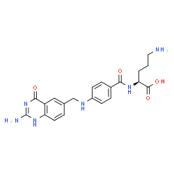 ChemSpider 2D Image | N~2~-(4-{[(2-Amino-4-oxo-1,4-dihydro-6-quinazolinyl)methyl]amino}benzoyl)-L-ornithine | C21H24N6O4