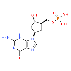 ChemSpider 2D Image | [(1R,2S,4R)-4-(2-Amino-6-oxo-3,6-dihydro-9H-purin-9-yl)-2-hydroxycyclopentyl]methyl dihydrogen phosphate | C11H16N5O6P