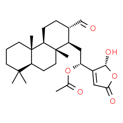 ChemSpider 2D Image | (1R)-2-[(13alpha,14beta)-13-Formyl-8-methylpodocarpan-14-yl]-1-[(2R)-2-hydroxy-5-oxo-2,5-dihydro-3-furanyl]ethyl acetate | C27H40O6