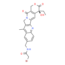 ChemSpider 2D Image | 2-Bromo-N-{[(4S)-4-ethyl-4-hydroxy-11-methyl-3,14-dioxo-3,4,12,14-tetrahydro-1H-pyrano[3',4':6,7]indolizino[1,2-b]quinolin-9-yl]methyl}acetamide | C24H22BrN3O5