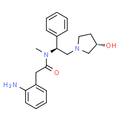 ChemSpider 2D Image | 2-(2-Aminophenyl)-N-{(1S)-2-[(3S)-3-hydroxy-1-pyrrolidinyl]-1-phenylethyl}-N-methylacetamide | C21H27N3O2