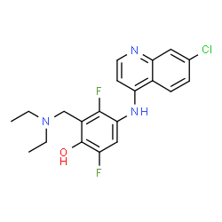 ChemSpider 2D Image | 4-[(7-Chloro-4-quinolinyl)amino]-2-[(diethylamino)methyl]-3,6-difluorophenol | C20H20ClF2N3O