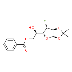 ChemSpider 2D Image | 6-O-Benzoyl-3-deoxy-3-fluoro-1,2-O-isopropylidene-alpha-D-glucofuranose | C16H19FO6