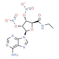ChemSpider 2D Image | Î²-D-Ribofuranuronamide, 1-(6-amino-9H-purin-9-yl)-1-deoxy-N-ethyl-, 2,3-dinitrate | C12H14N8O8