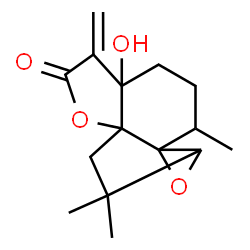 ChemSpider 2D Image | 4a-Hydroxy-2,9,9-trimethyl-5-methylenehexahydro-8H-oxireno[1,7a]indeno[3a,4-b]furan-6(2H)-one | C15H20O4