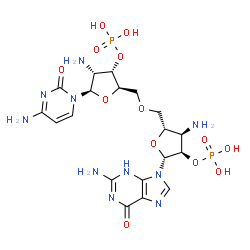 ChemSpider 2D Image | (2R,3S,4R,5R)-4-Amino-2-({[(2S,3R,4R,5R)-3-amino-5-(2-amino-6-oxo-3,6-dihydro-9H-purin-9-yl)-4-(phosphonooxy)tetrahydro-2-furanyl]methoxy}methyl)-5-(4-amino-2-oxo-1(2H)-pyrimidinyl)tetrahydro-3-furany
l dihydrogen phosphate | C19H28N10O13P2