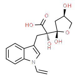 ChemSpider 2D Image | 4-Deoxy-2-C-[(1-vinyl-1H-indol-3-yl)methyl]-alpha-L-erythro-hex-3-ulofuranosonic acid | C17H19NO6