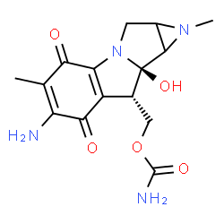 ChemSpider 2D Image | [(8S,8aR)-6-Amino-8a-hydroxy-1,5-dimethyl-4,7-dioxo-1,1a,2,4,7,8,8a,8b-octahydroazireno[2',3':3,4]pyrrolo[1,2-a]indol-8-yl]methyl carbamate | C15H18N4O5