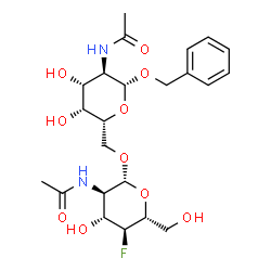 ChemSpider 2D Image | Benzyl 2-acetamido-6-O-(2-acetamido-2,4-dideoxy-4-fluoro-beta-D-glucopyranosyl)-2-deoxy-beta-D-galactopyranoside | C23H33FN2O10