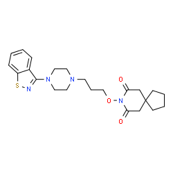ChemSpider 2D Image | 8-{3-[4-(1,2-Benzothiazol-3-yl)-1-piperazinyl]propoxy}-8-azaspiro[4.5]decane-7,9-dione | C23H30N4O3S