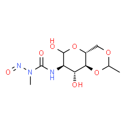 ChemSpider 2D Image | 2-Deoxy-4,6-O-ethylidene-2-{[methyl(nitroso)carbamoyl]amino}-D-glucopyranose | C10H17N3O7