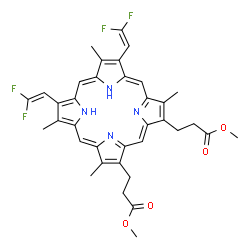 ChemSpider 2D Image | Dimethyl 3,3'-[7,12-bis(2,2-difluorovinyl)-3,8,13,17-tetramethyl-2,18-porphyrindiyl]dipropanoate | C36H34F4N4O4