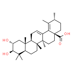 ChemSpider 2D Image | (2alpha,3beta)-2,3-Dihydroxyursa-12,18-dien-28-oic acid | C30H46O4