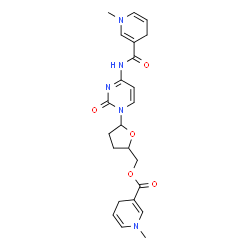 ChemSpider 2D Image | {5-[4-{[(1-Methyl-1,4-dihydro-3-pyridinyl)carbonyl]amino}-2-oxo-1(2H)-pyrimidinyl]tetrahydro-2-furanyl}methyl 1-methyl-1,4-dihydro-3-pyridinecarboxylate | C23H27N5O5