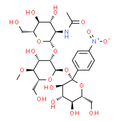 ChemSpider 2D Image | 2-Acetamido-2-deoxy-beta-D-glucopyranosyl-(1->2)-4-O-methyl-alpha-D-mannopyranosyl 1-C-(4-nitrophenyl)-beta-D-glucopyranoside | C27H40N2O18