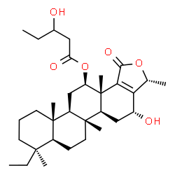 ChemSpider 2D Image | (3R,4R,5aS,5bR,7aS,8S,11aS,11bR,13R,13aS)-8-Ethyl-4-hydroxy-3,5b,8,11a,13a-pentamethyl-1-oxo-1,3,4,5,5a,5b,6,7,7a,8,9,10,11,11a,11b,12,13,13a-octadecahydrochryseno[1,2-c]furan-13-yl 3-hydroxypentanoat
e | C32H50O6