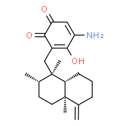 ChemSpider 2D Image | 5-Amino-4-hydroxy-3-{[(1R,2S,4aS,8aS)-1,2,4a-trimethyl-5-methylenedecahydro-1-naphthalenyl]methyl}-1,2-benzoquinone | C21H29NO3