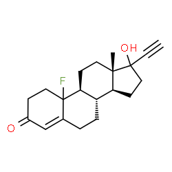 ChemSpider 2D Image | (10xi,17xi)-10-Fluoro-17-hydroxy-19-norpregn-4-en-20-yn-3-one | C20H25FO2