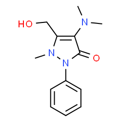 ChemSpider 2D Image | 4-(Dimethylamino)-5-(hydroxymethyl)-1-methyl-2-phenyl-1,2-dihydro-3H-pyrazol-3-one | C13H17N3O2