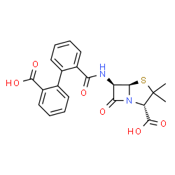 ChemSpider 2D Image | (2S,5R,6R)-6-{[(2'-Carboxy-2-biphenylyl)carbonyl]amino}-3,3-dimethyl-7-oxo-4-thia-1-azabicyclo[3.2.0]heptane-2-carboxylic acid | C22H20N2O6S