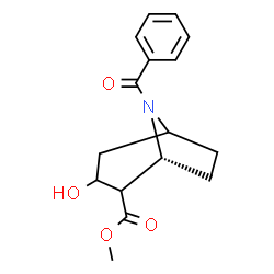 ChemSpider 2D Image | Methyl (1R)-8-benzoyl-3-hydroxy-8-azabicyclo[3.2.1]octane-2-carboxylate | C16H19NO4