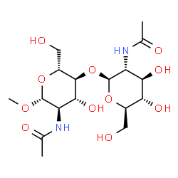 ChemSpider 2D Image | Methyl 2-acetamido-4-O-(2-acetamido-2-deoxy-beta-D-glucopyranosyl)-2-deoxy-beta-D-glucopyranoside | C17H30N2O11