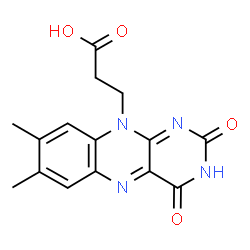 ChemSpider 2D Image | 3-(7,8-Dimethyl-2,4-dioxo-3,4-dihydrobenzo[g]pteridin-10(2H)-yl)propanoic acid | C15H14N4O4