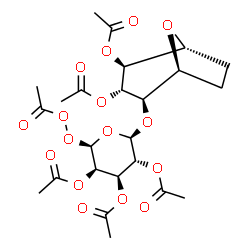 ChemSpider 2D Image | (2R,3R,4R,5R,6R)-2-(Acetylperoxy)-6-{[(1S,2R,3S,4S,5R)-3,4-diacetoxy-8-oxabicyclo[3.2.1]oct-2-yl]oxy}tetrahydro-2H-pyran-3,4,5-triyl triacetate | C24H32O16