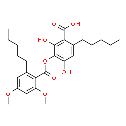 ChemSpider 2D Image | 3-[(2,4-Dimethoxy-6-pentylbenzoyl)oxy]-2,4-dihydroxy-6-pentylbenzoic acid | C26H34O8