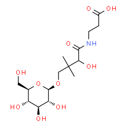 ChemSpider 2D Image | 3-[(2-Hydroxy-3,3-dimethyl-4-{[(2R,3R,4S,5S,6R)-3,4,5-trihydroxy-6-(hydroxymethyl)tetrahydro-2H-pyran-2-yl]oxy}butanoyl)amino]propanoic acid | C15H27NO10