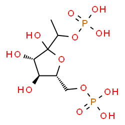 ChemSpider 2D Image | 5-O-Phosphono-1-C-[1-(phosphonooxy)ethyl]-D-arabinofuranose | C7H16O12P2