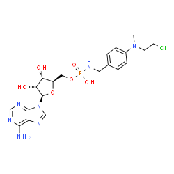 ChemSpider 2D Image | 5'-O-[({4-[(2-Chloroethyl)(methyl)amino]benzyl}amino)(hydroxy)phosphoryl]adenosine | C20H27ClN7O6P