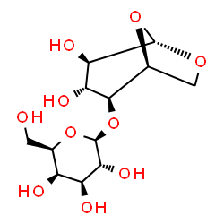 ChemSpider 2D Image | (2S,3R,4S,5R,6R)-2-{[(1S,2S,3R,4R,5S)-3,4-Dihydroxy-6,8-dioxabicyclo[3.2.1]oct-2-yl]oxy}-6-(hydroxymethyl)tetrahydro-2H-pyran-3,4,5-triol | C12H20O10