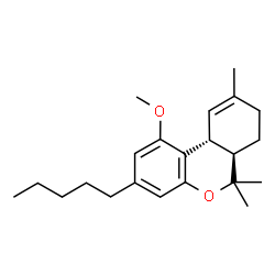 ChemSpider 2D Image | (6aR,10aR)-1-Methoxy-6,6,9-trimethyl-3-pentyl-6a,7,8,10a-tetrahydro-6H-benzo[c]chromene | C22H32O2