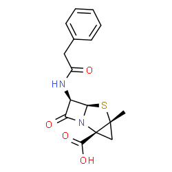 ChemSpider 2D Image | (2R,4R,6R,7R)-4-Methyl-8-oxo-7-[(phenylacetyl)amino]-5-thia-1-azatricyclo[4.2.0.0~2,4~]octane-2-carboxylic acid | C16H16N2O4S